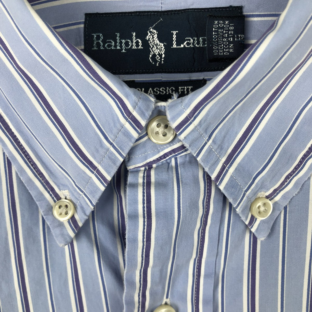 Ralph Lauren Classic Fit Long Sleeve Button Down Striped Shirt Men's XL cotton blue type Vintage Second Hand