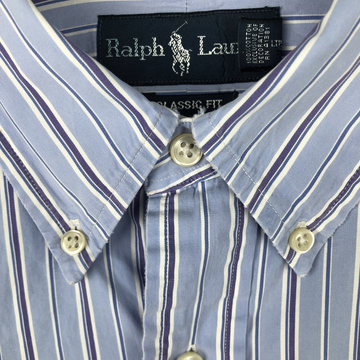 Ralph Lauren Classic Fit Long Sleeve Button Down Striped Shirt Men's XL cotton blue type Vintage Second Hand