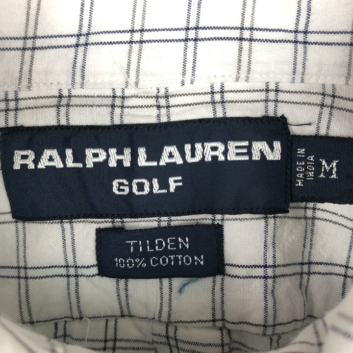 Ralph Lauren RALPH LAUREN GOLF TILDEN Long Sleeve Button Down Check Shirt Men's M cotton white type Vintage Second Hand