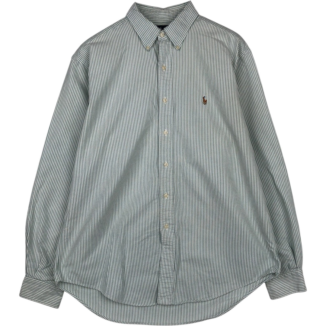 Ralph Lauren YARMOUTH Long Sleeve Button-Down Striped Shirt, Men's Size L cotton white type Vintage Second Hand