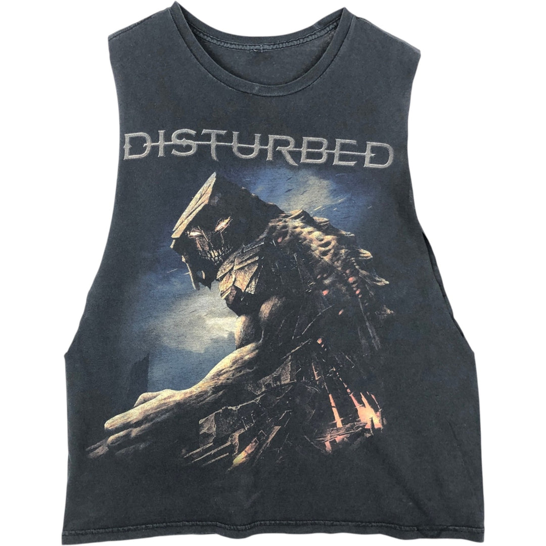 DISRURBED Cut-off Band T-shirt (Men's size L) unclear black type Vintage Second Hand
