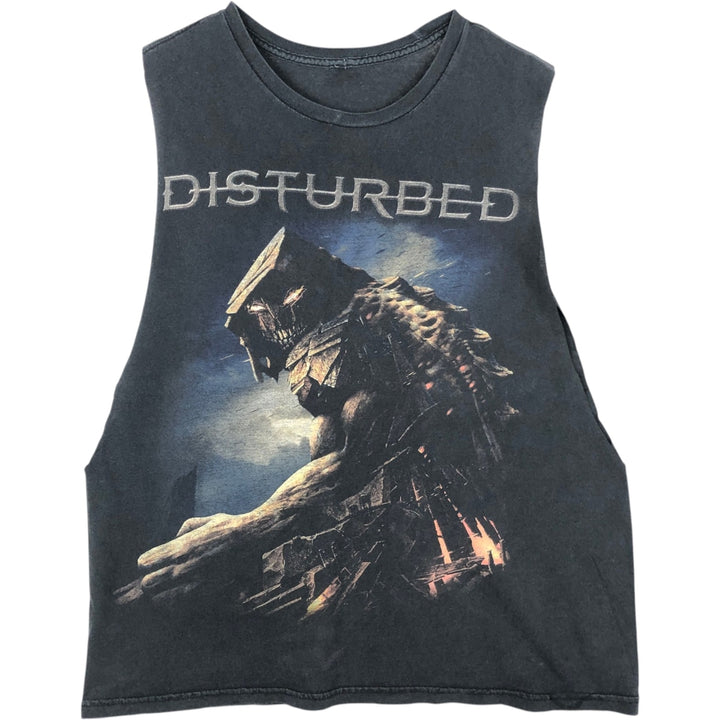 DISRURBED Cut-off Band T-shirt (Men's size L) unclear black type Vintage Second Hand