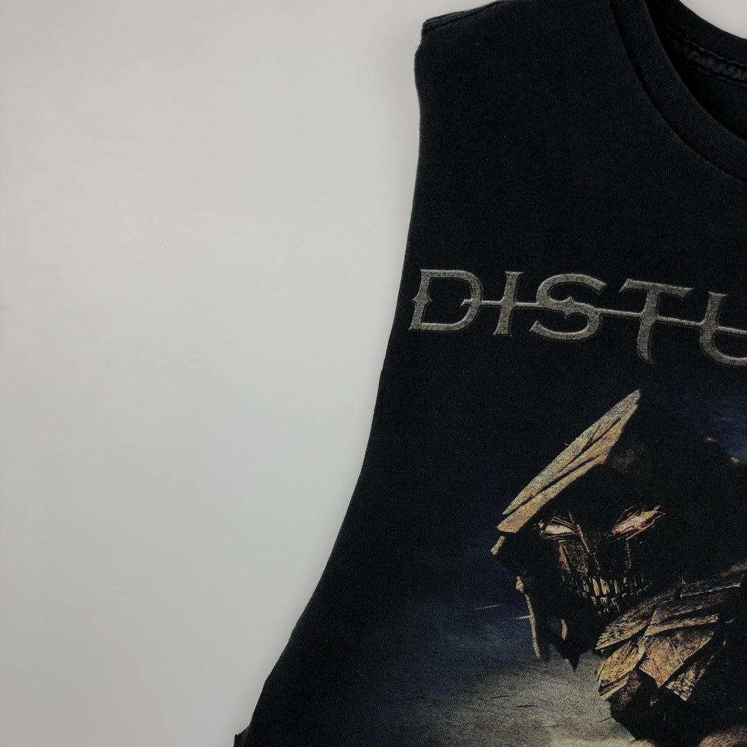 DISRURBED Cut-off Band T-shirt (Men's size L) unclear black type Vintage Second Hand