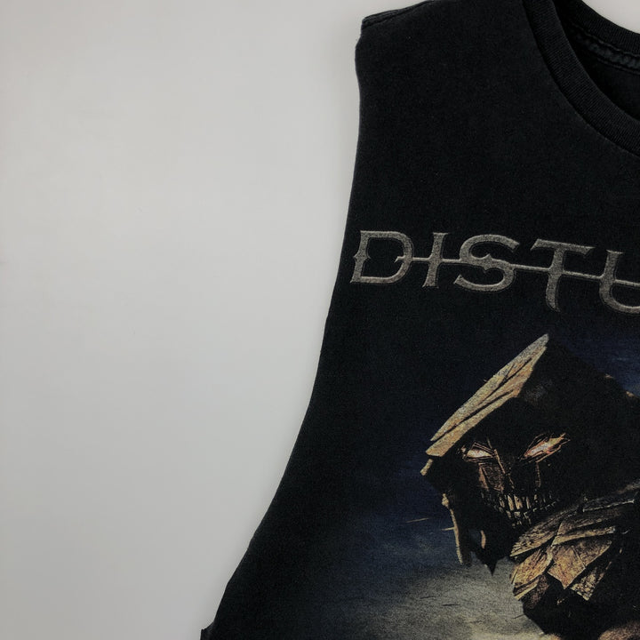 DISRURBED Cut-off Band T-shirt (Men's size L) unclear black type Vintage Second Hand
