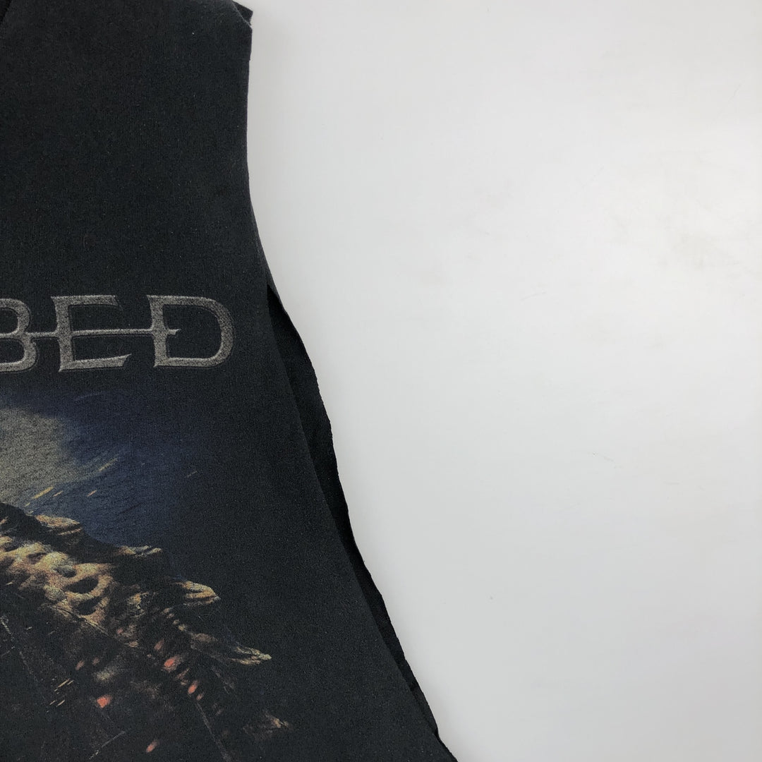 DISRURBED Cut-off Band T-shirt (Men's size L) unclear black type Vintage Second Hand