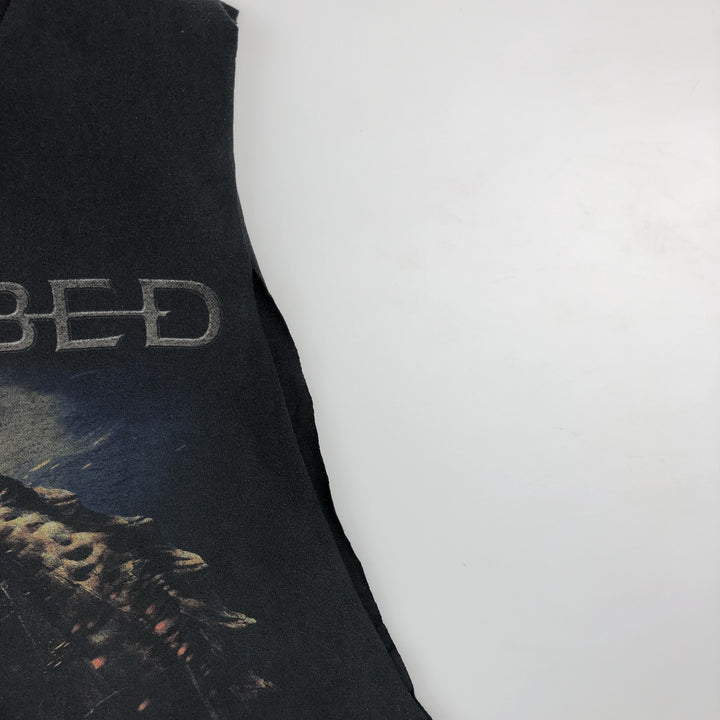 DISRURBED Cut-off Band T-shirt (Men's size L) unclear black type Vintage Second Hand