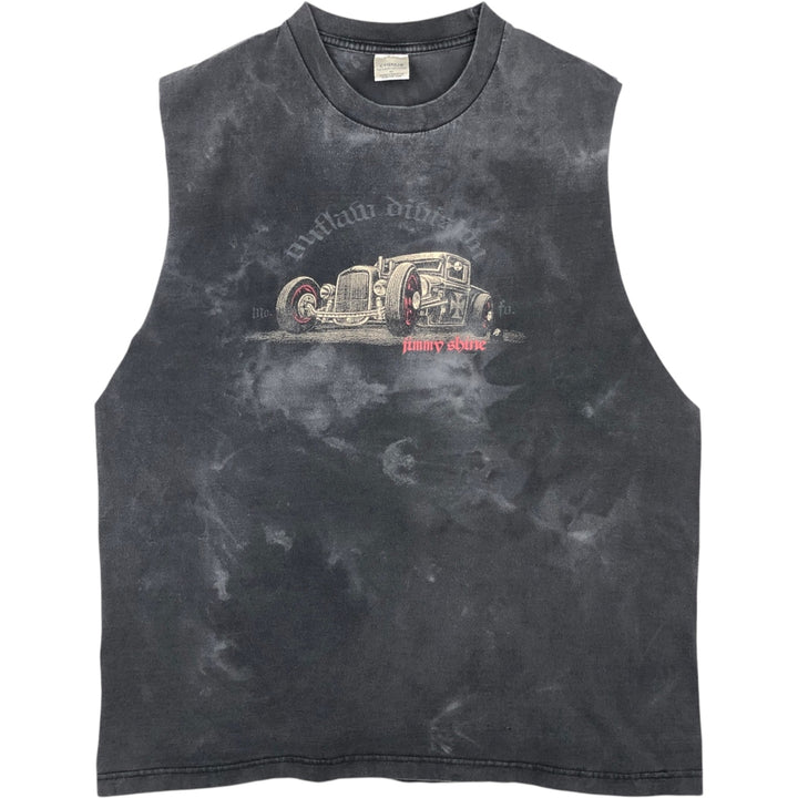 CYGNUS Cut-off Print T-shirt, Men's Size XL (equivalent) cotton black type Vintage Second Hand