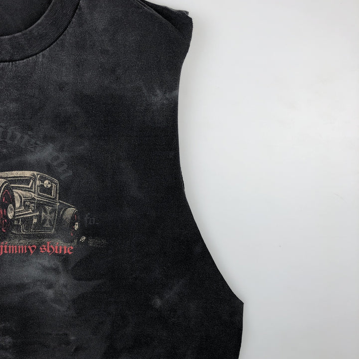 CYGNUS Cut-off Print T-shirt, Men's Size XL (equivalent) cotton black type Vintage Second Hand