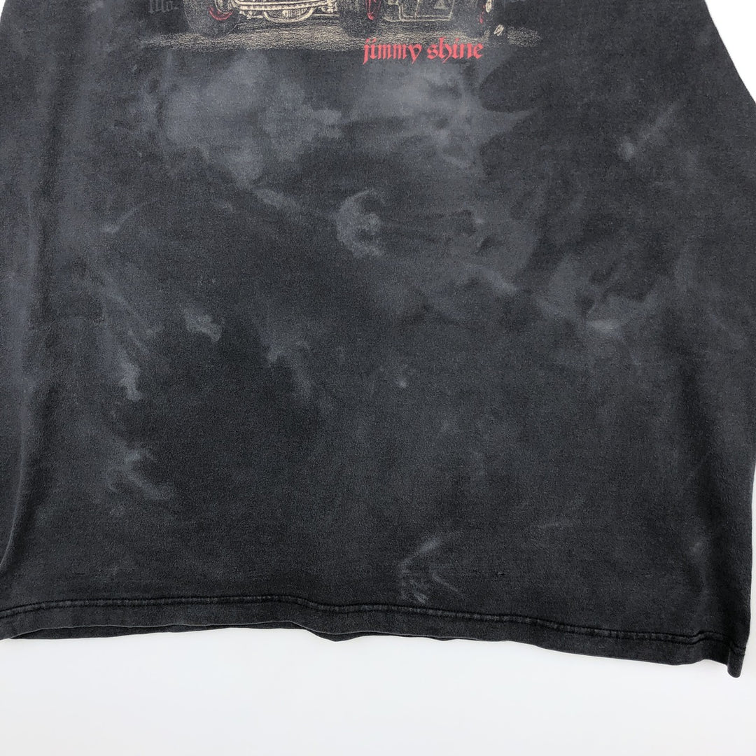 CYGNUS Cut-off Print T-shirt, Men's Size XL (equivalent) cotton black type Vintage Second Hand
