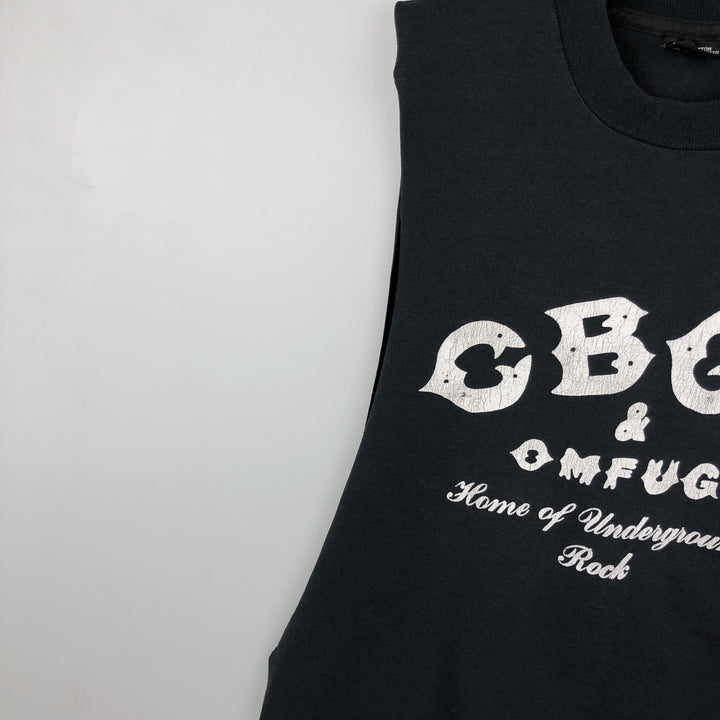 90'S Screen Stars CBGB Cut-off Print T-Shirt, Made in USA, Men's Size L (approx.), Vintage cotton black type Vintage Second Hand