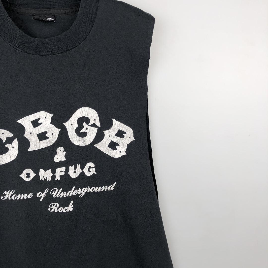 90'S Screen Stars CBGB Cut-off Print T-Shirt, Made in USA, Men's Size L (approx.), Vintage cotton black type Vintage Second Hand