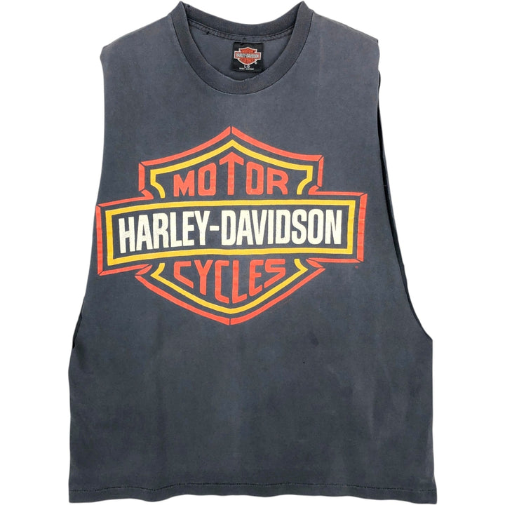 90'S Harley-Davidson Cut-Off Motorcycle T-Shirt, Made in USA, Vintage cotton black type Vintage Second Hand