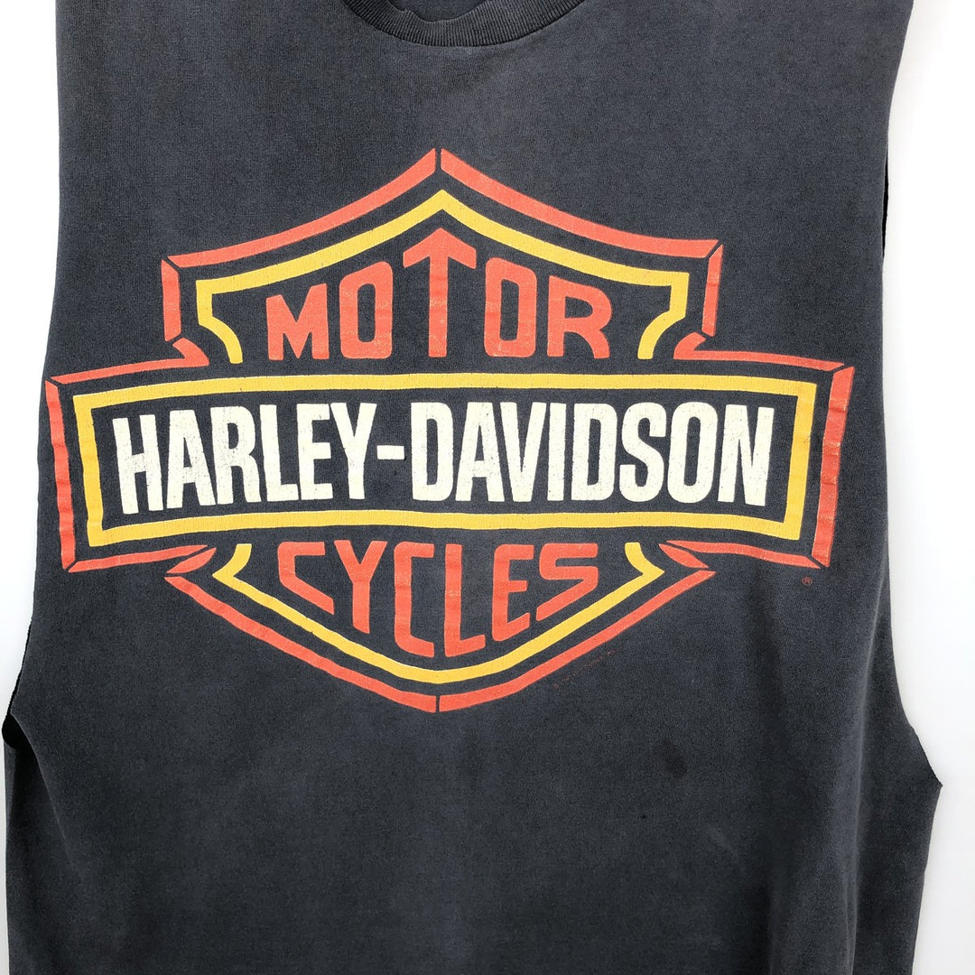 90'S Harley-Davidson Cut-Off Motorcycle T-Shirt, Made in USA, Vintage cotton black type Vintage Second Hand
