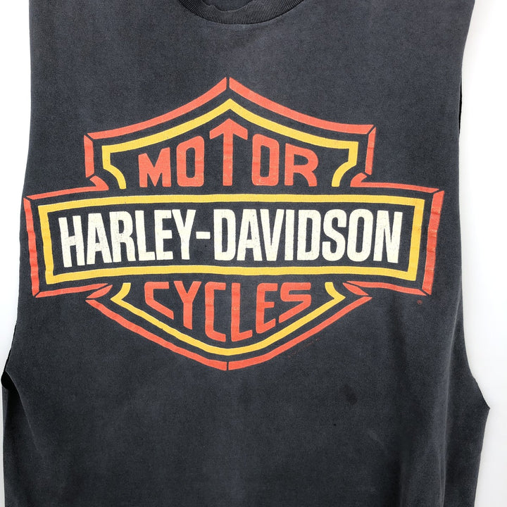 90'S Harley-Davidson Cut-Off Motorcycle T-Shirt, Made in USA, Vintage cotton black type Vintage Second Hand