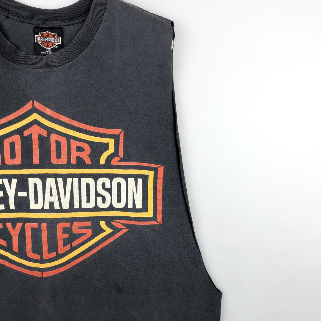 90'S Harley-Davidson Cut-Off Motorcycle T-Shirt, Made in USA, Vintage cotton black type Vintage Second Hand