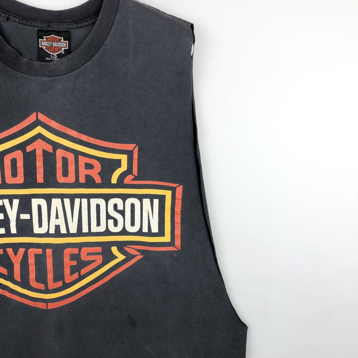 90'S Harley-Davidson Cut-Off Motorcycle T-Shirt, Made in USA, Vintage cotton black type Vintage Second Hand