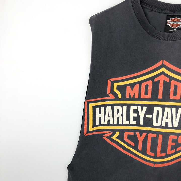 90'S Harley-Davidson Cut-Off Motorcycle T-Shirt, Made in USA, Vintage cotton black type Vintage Second Hand