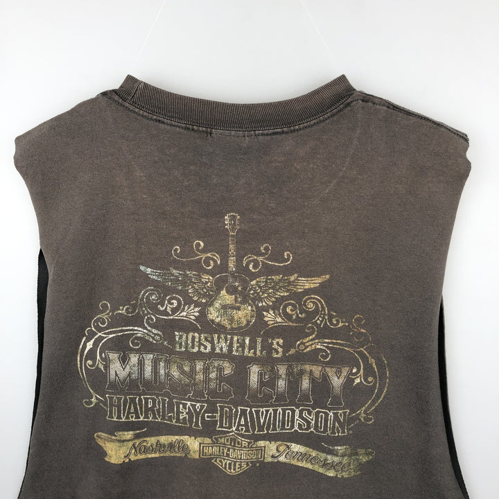 Harley-Davidson Cut-off Motorcycle Bike T-shirt, Men's XL cotton Charcoal Vintage Second Hand