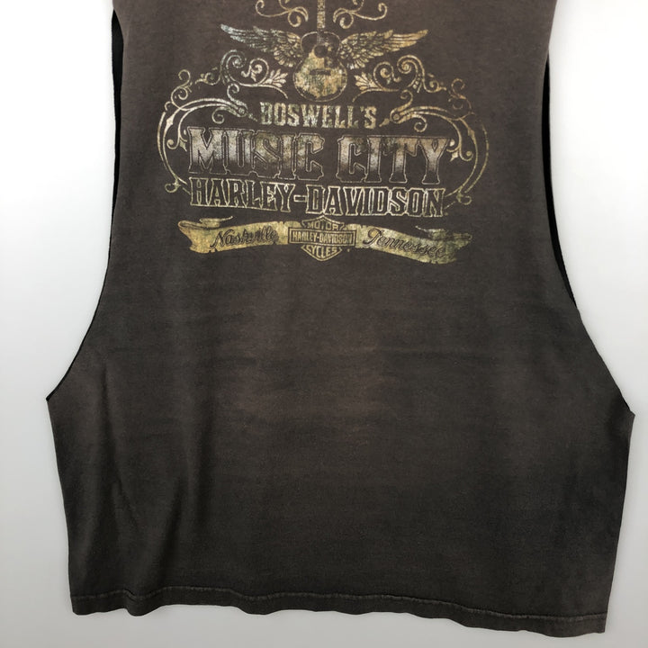 Harley-Davidson Cut-off Motorcycle Bike T-shirt, Men's XL cotton Charcoal Vintage Second Hand