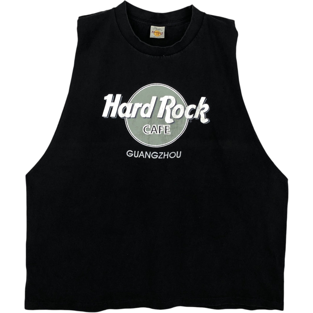 90'S Hard Rock Cafe Cut-Off Advertising T-Shirt, Men's XL (approx.), Vintage cotton black type Vintage Second Hand