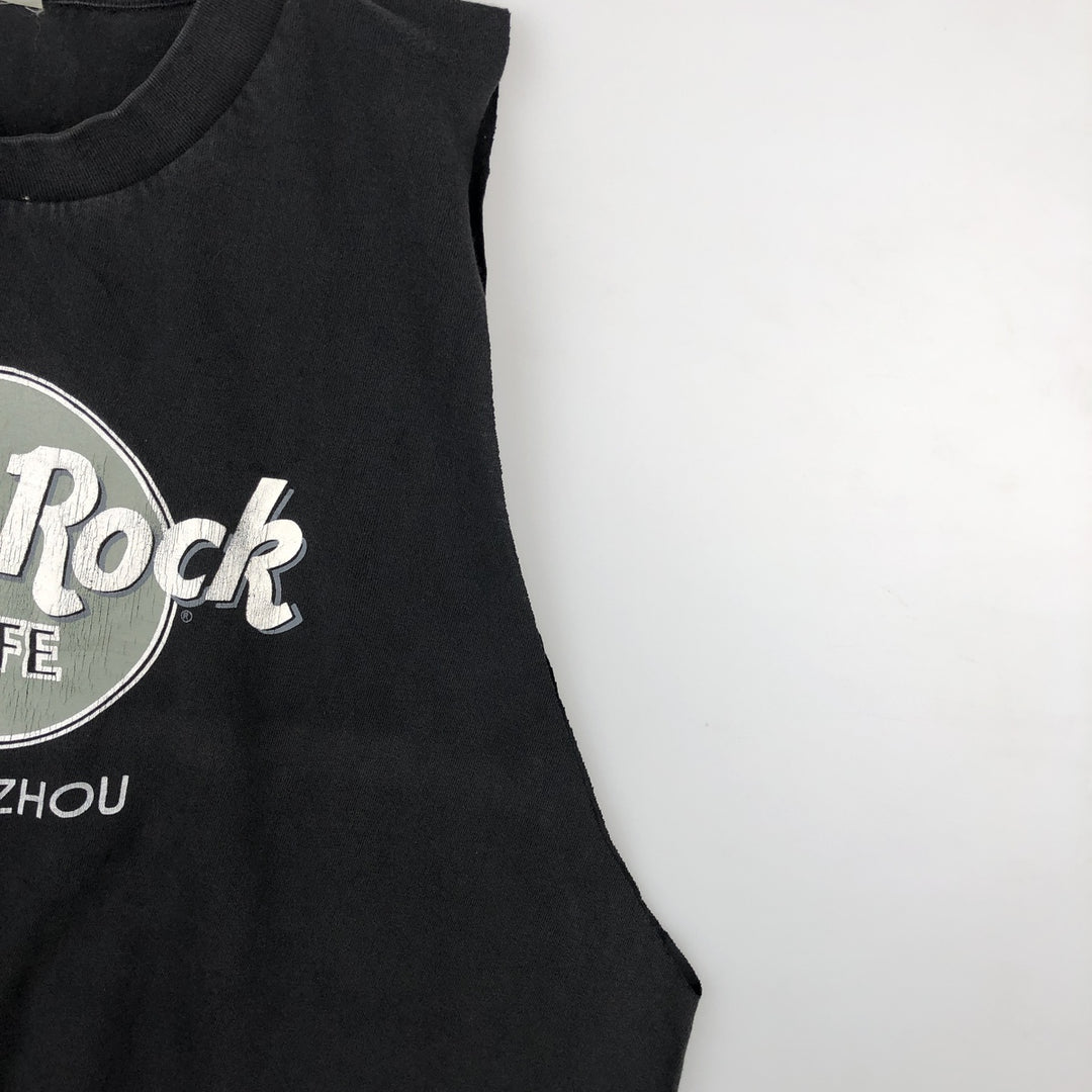 90'S Hard Rock Cafe Cut-Off Advertising T-Shirt, Men's XL (approx.), Vintage cotton black type Vintage Second Hand