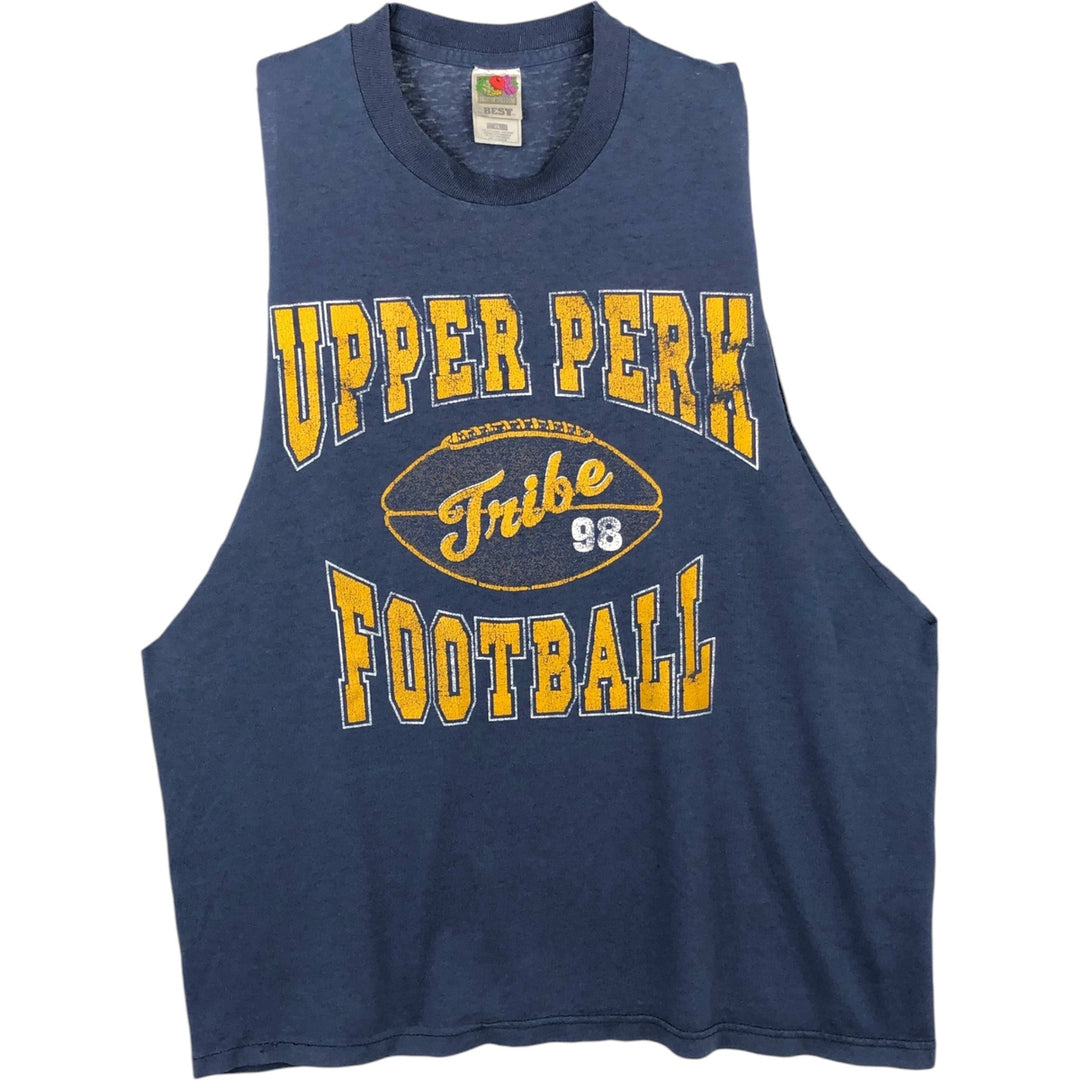 90'S Fruit of the Loom Best Cut-off College T-Shirt, Men's XL equivalent, Vintage cotton navy blue type Vintage Second Hand