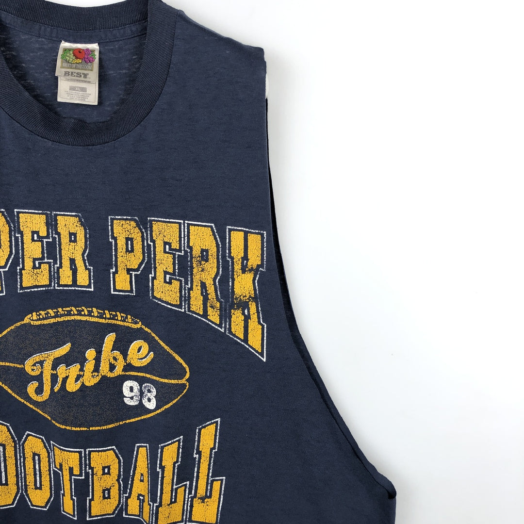 90'S Fruit of the Loom Best Cut-off College T-Shirt, Men's XL equivalent, Vintage cotton navy blue type Vintage Second Hand