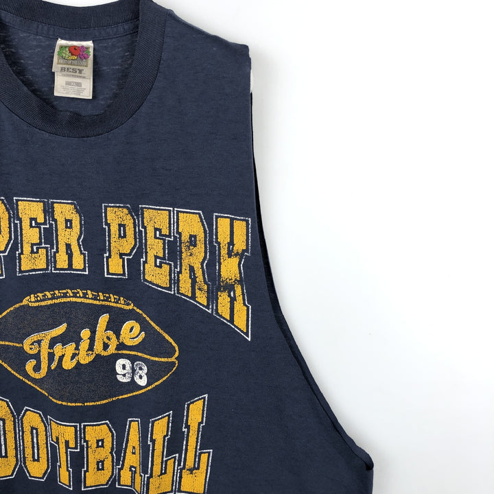 90'S Fruit of the Loom Best Cut-off College T-Shirt, Men's XL equivalent, Vintage cotton navy blue type Vintage Second Hand