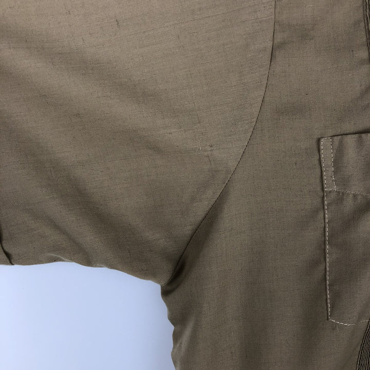 80s-90'S Guayaberas Yucatecas Short-Sleeve Open-Collar Mexican Shirt, Cuban Shirt, Boxy Shirt, Men's Size XL polyester Khaki type beige Vintage Second Hand