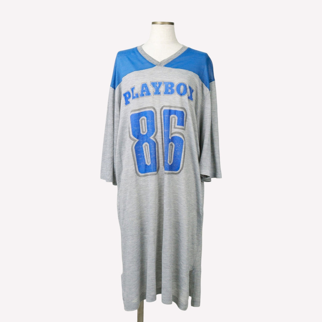 80s-90'S Playboy Half-Length T-Shirt Dress, Made in USA, Women's Size XL (Equivalent), Vintage acrylic gray type Vintage Second Hand