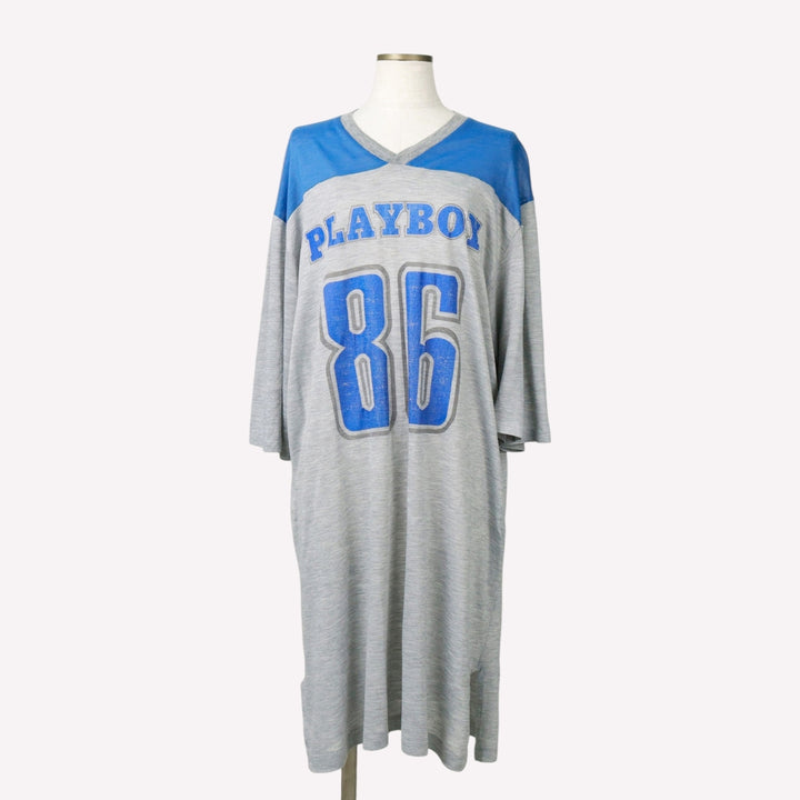 80s-90'S Playboy Half-Length T-Shirt Dress, Made in USA, Women's Size XL (Equivalent), Vintage acrylic gray type Vintage Second Hand