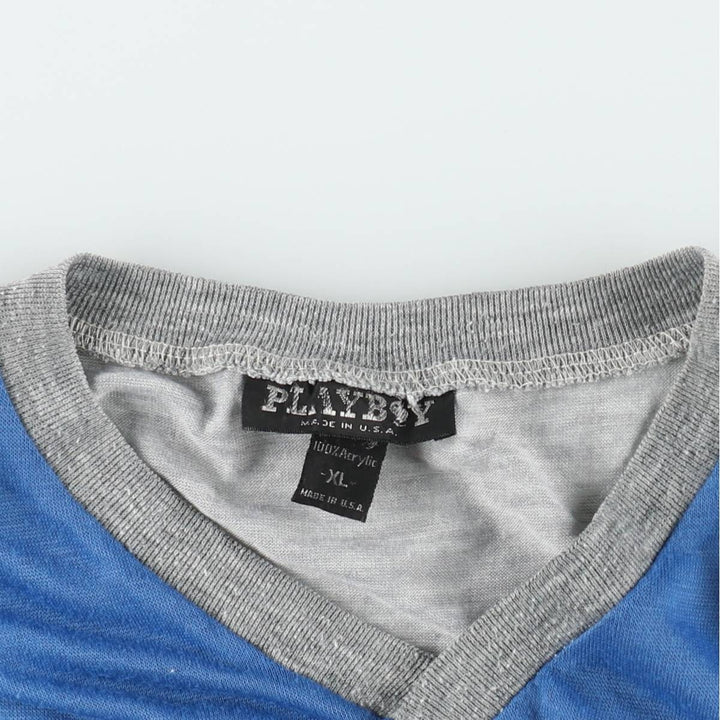 80s-90'S Playboy Half-Length T-Shirt Dress, Made in USA, Women's Size XL (Equivalent), Vintage acrylic gray type Vintage Second Hand