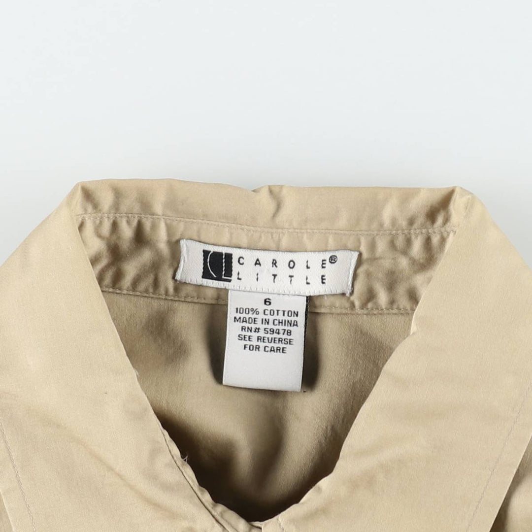 CAROLE LITTLE Long-length, short-sleeved, flared shirt dress (women's size S equivalent) cotton Beige type Vintage Second Hand