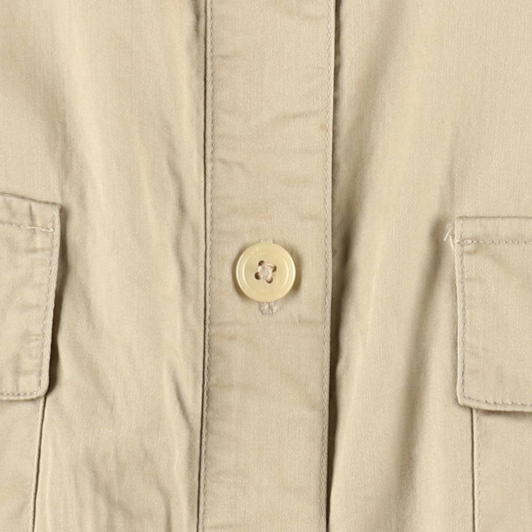 CAROLE LITTLE Long-length, short-sleeved, flared shirt dress (women's size S equivalent) cotton Beige type Vintage Second Hand