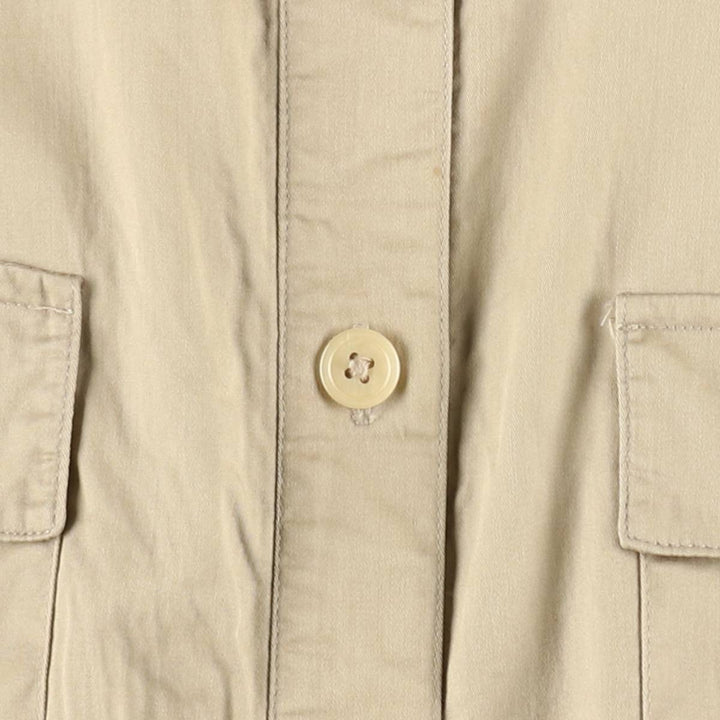 CAROLE LITTLE Long-length, short-sleeved, flared shirt dress (women's size S equivalent) cotton Beige type Vintage Second Hand