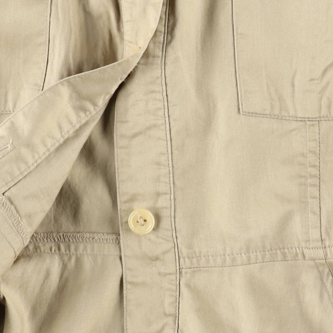 CAROLE LITTLE Long-length, short-sleeved, flared shirt dress (women's size S equivalent) cotton Beige type Vintage Second Hand