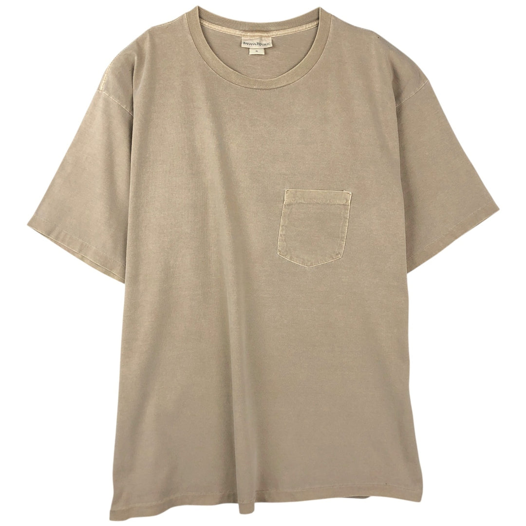 90'S Banana Republic Short-Sleeve Pocket T-Shirt, Made in USA, Men's XL (approx.), Vintage cotton Beige type Vintage Second Hand