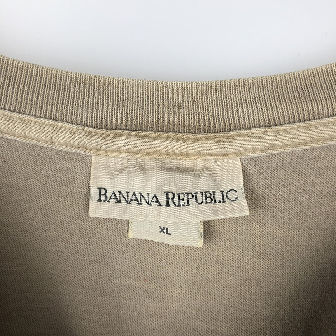 90'S Banana Republic Short-Sleeve Pocket T-Shirt, Made in USA, Men's XL (approx.), Vintage cotton Beige type Vintage Second Hand