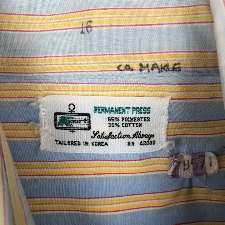 1970'S Kmart Short-Sleeve Check Shirt, Men's Size L (Equivalent), Vintage polyester Blue type light blue Vintage Second Hand