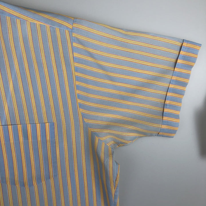 1970'S Kmart Short-Sleeve Check Shirt, Men's Size L (Equivalent), Vintage polyester Blue type light blue Vintage Second Hand