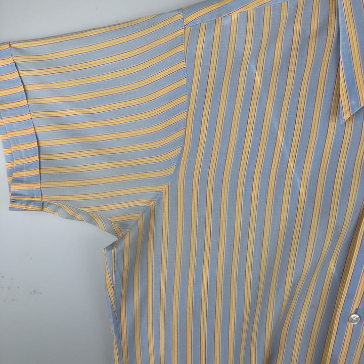 1970'S Kmart Short-Sleeve Check Shirt, Men's Size L (Equivalent), Vintage polyester Blue type light blue Vintage Second Hand