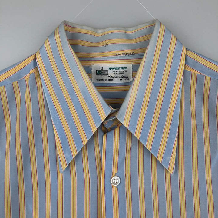 1970'S Kmart Short-Sleeve Check Shirt, Men's Size L (Equivalent), Vintage polyester Blue type light blue Vintage Second Hand