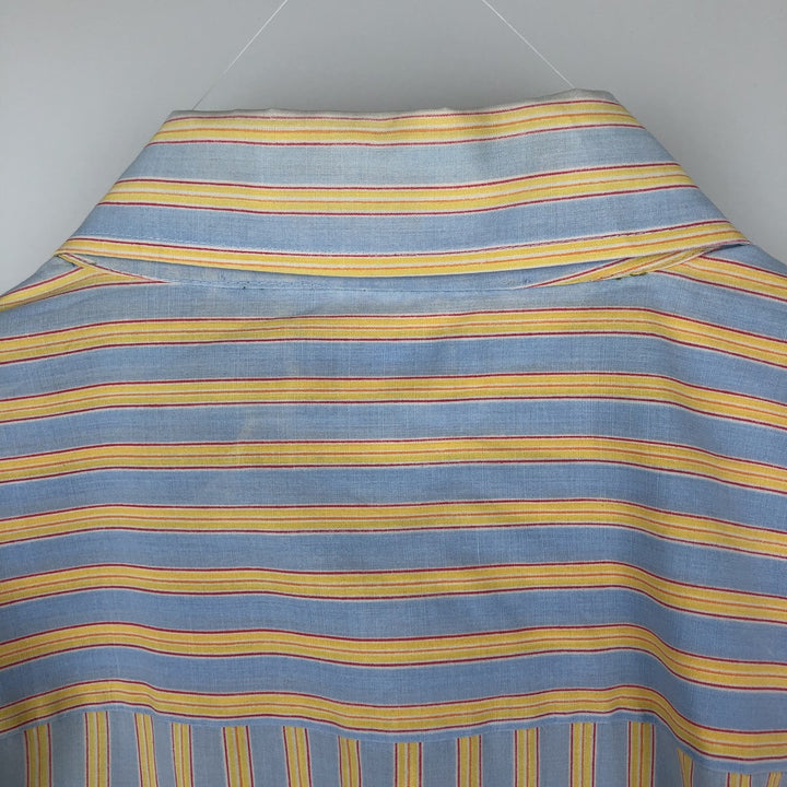 1970'S Kmart Short-Sleeve Check Shirt, Men's Size L (Equivalent), Vintage polyester Blue type light blue Vintage Second Hand