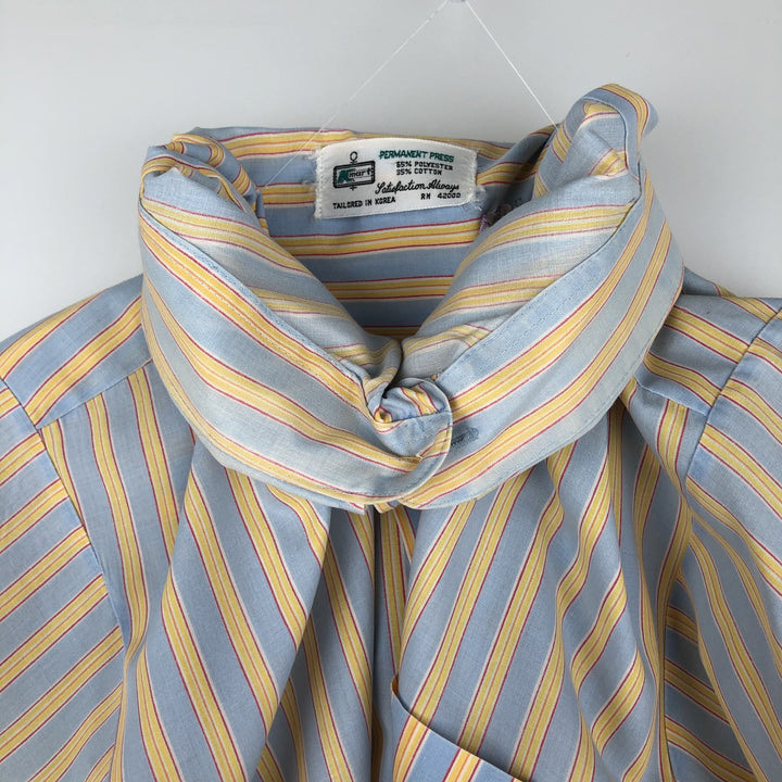 1970'S Kmart Short-Sleeve Check Shirt, Men's Size L (Equivalent), Vintage polyester Blue type light blue Vintage Second Hand