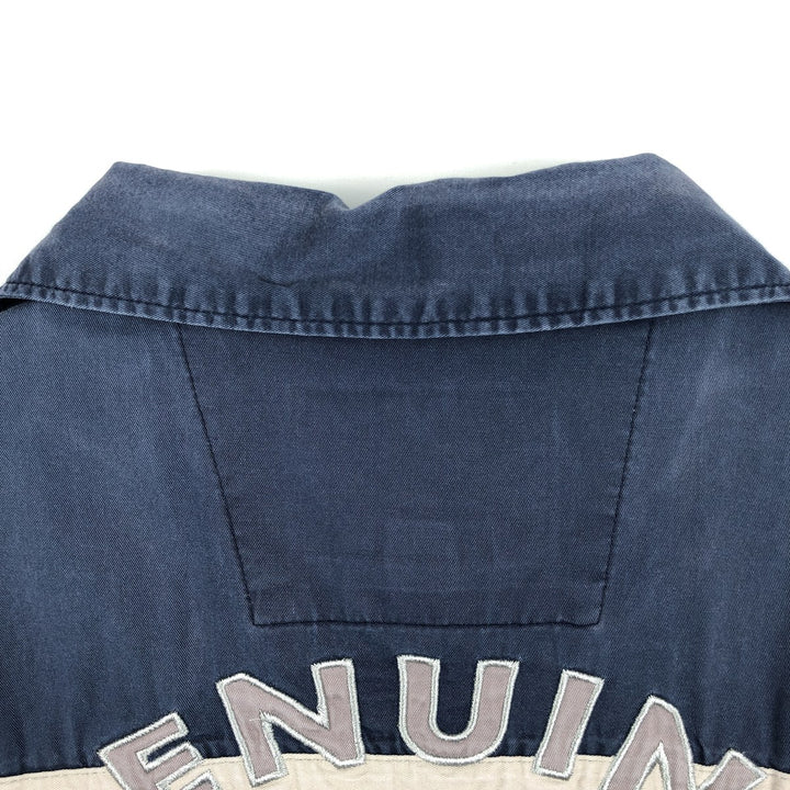 Harley-Davidson Open Collar Short Sleeve Work Shirt Box Shirt Men's XL cotton navy blue type Vintage Second Hand