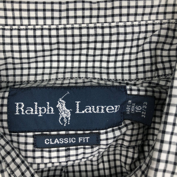 Ralph Lauren Classic Fit Long Sleeve Button Down Check Shirt, Men's Size L cotton black type Vintage Second Hand