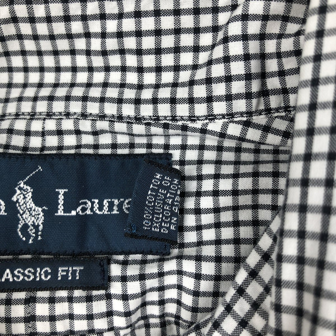 Ralph Lauren Classic Fit Long Sleeve Button Down Check Shirt, Men's Size L cotton black type Vintage Second Hand