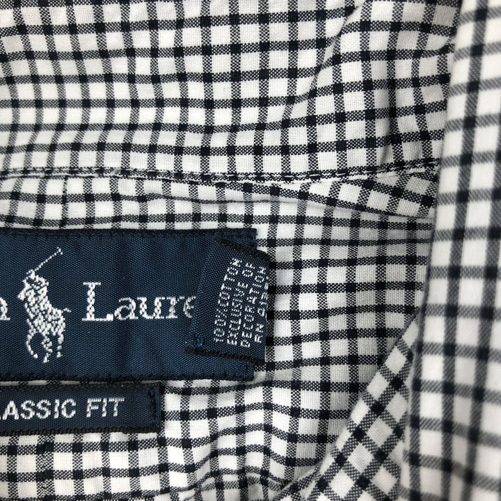 Ralph Lauren Classic Fit Long Sleeve Button Down Check Shirt, Men's Size L cotton black type Vintage Second Hand