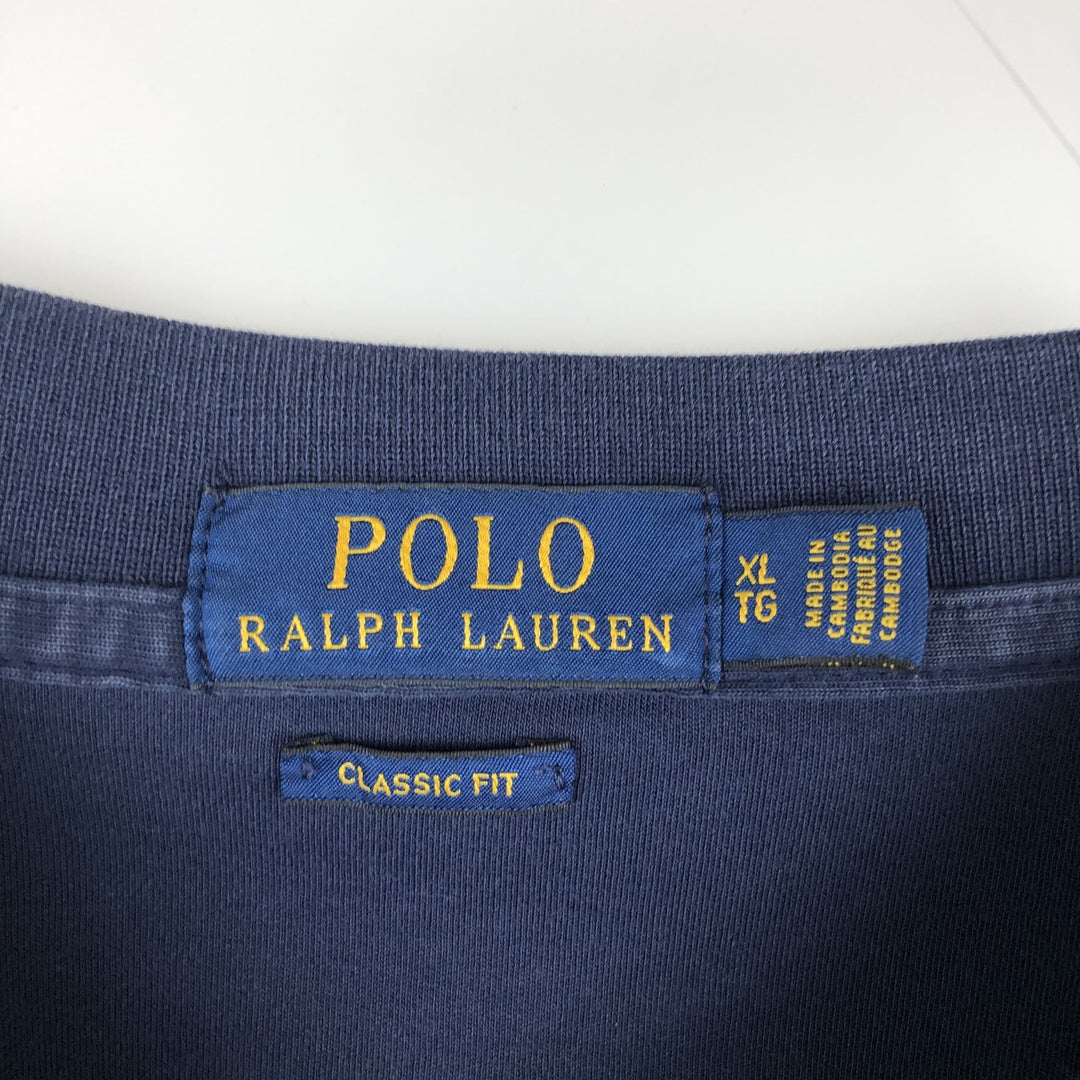 Ralph Lauren POLO RALPH LAUREN CLASSIC FIT short sleeve polo shirt men's XL equivalent cotton navy blue type Vintage Second Hand