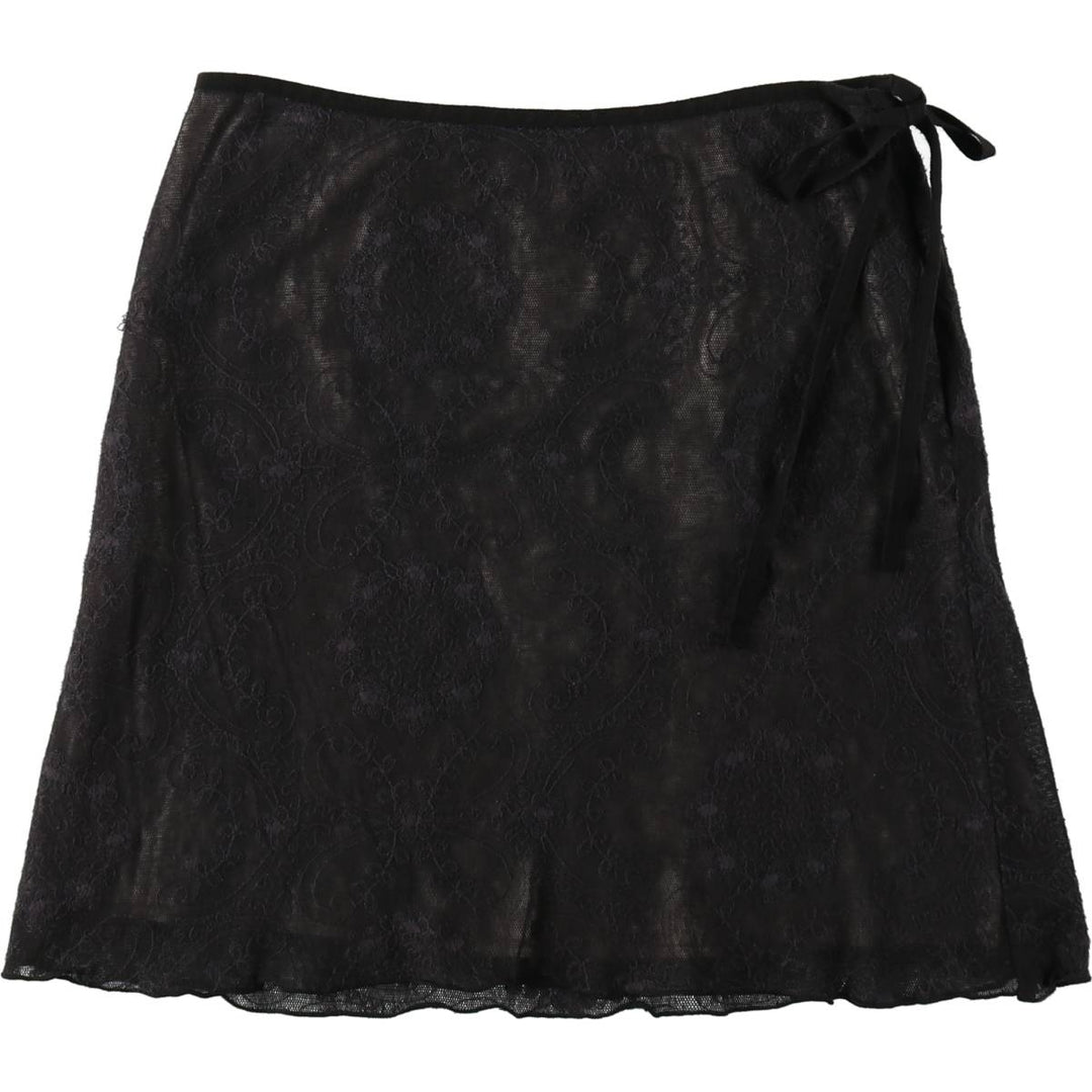 All-over print, all-over lace cotton tight mini skirt, women's size S. cotton black type Vintage Second Hand